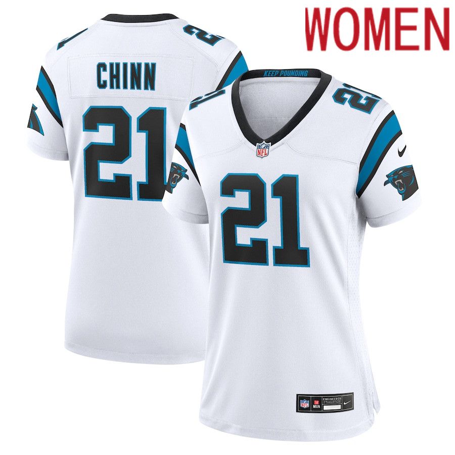 Women Carolina Panthers #21 Jeremy Chinn Nike White Player NFL Jersey->women nfl jersey->Women Jersey